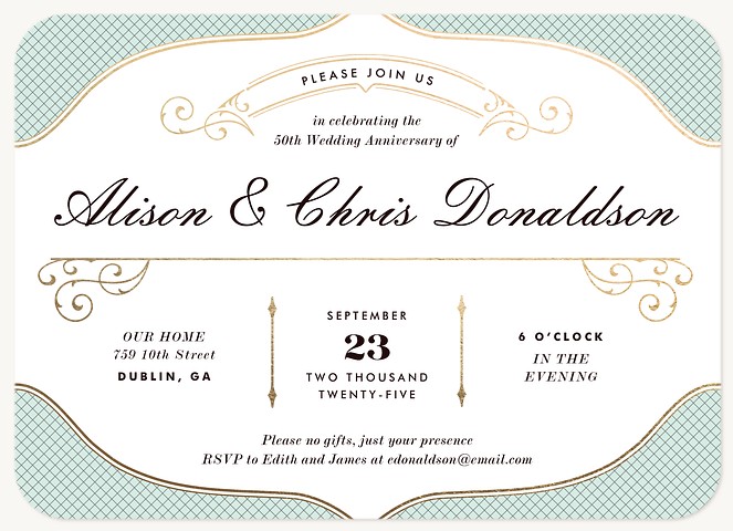 Vintage Vows Wedding Anniversary Invitations