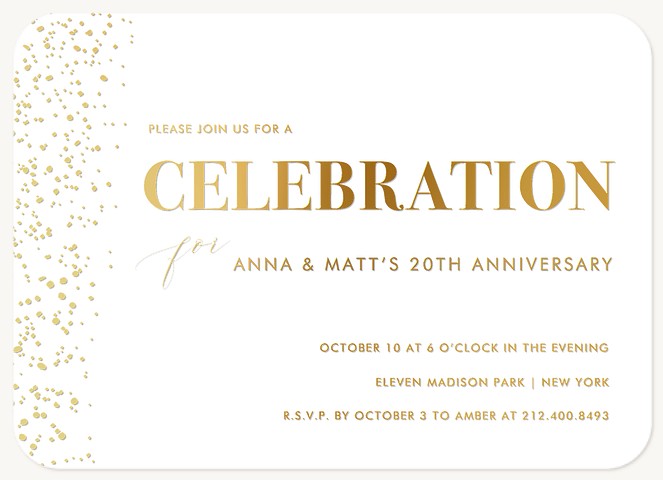 Gold Flecks Adult Birthday Party Invitations