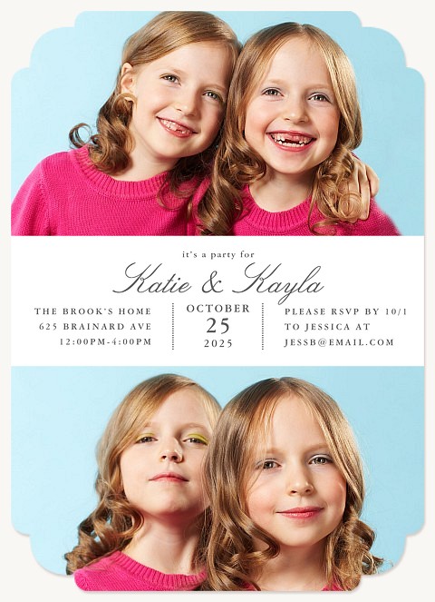 Modern Elegance Twins Birthday Party Invitations