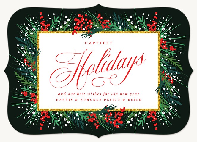 Winter Pine Border Business Holiday Cards