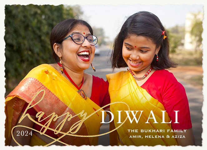 Fanciful Script Diwali Holiday Cards