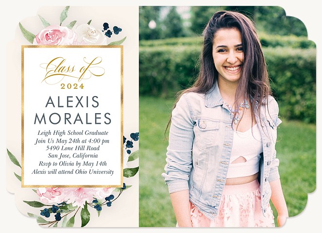 Graceful Floral Graduation Invitations