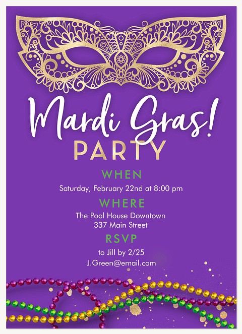 Mardi Party Party Invitations