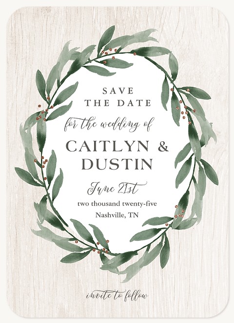 Foraged Wreath Save the Date Cards