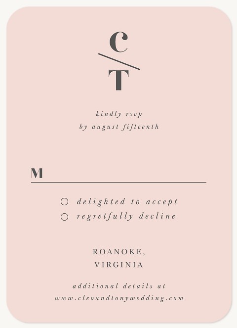 Contemporary Blush Wedding RSVP Cards