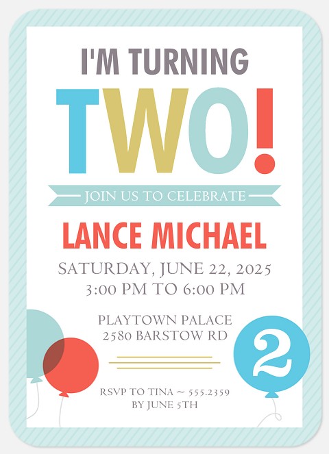 Bold Two Kids' Birthday Invitations