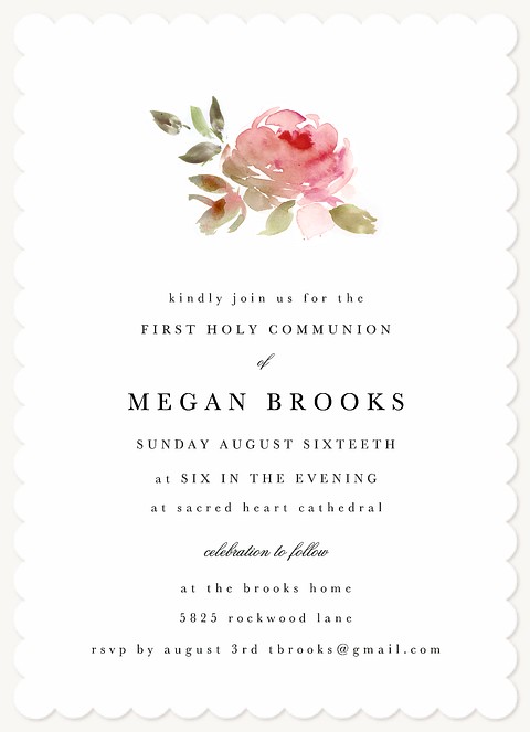 Classic Rose First Communion Invitations