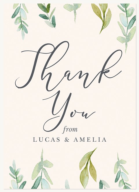 Watercolor Greenery Wedding Thank You Cards