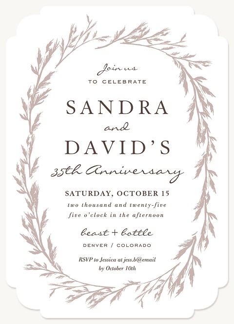 Oval Plume Wedding Anniversary Invitations