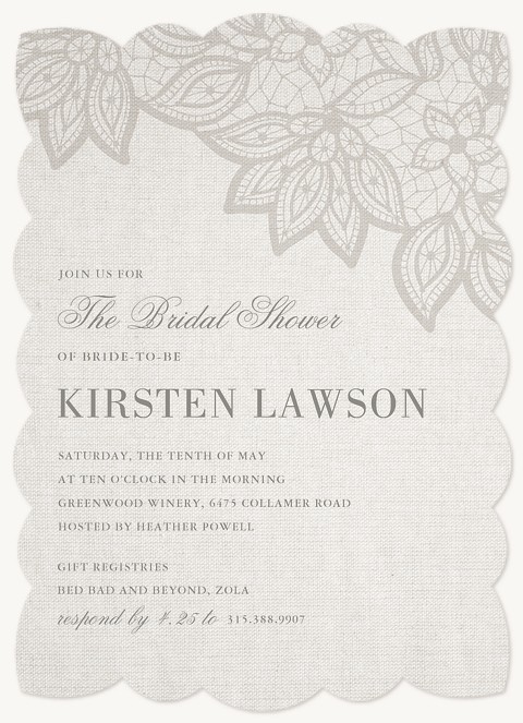 Antiqued Lace Bridal Shower Invitations