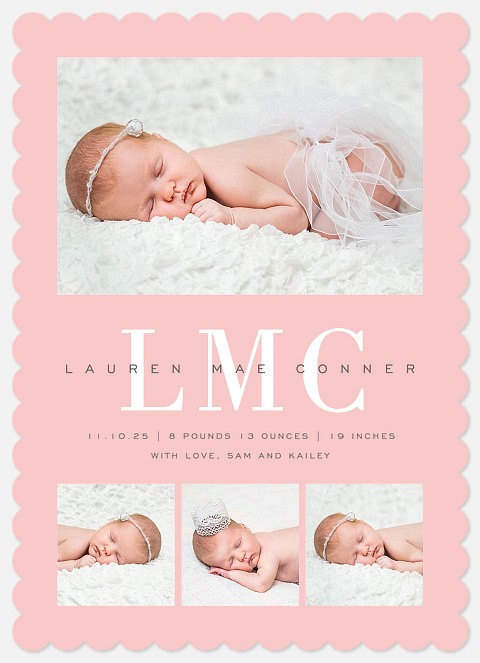 Stylish Initials Baby Birth Announcements