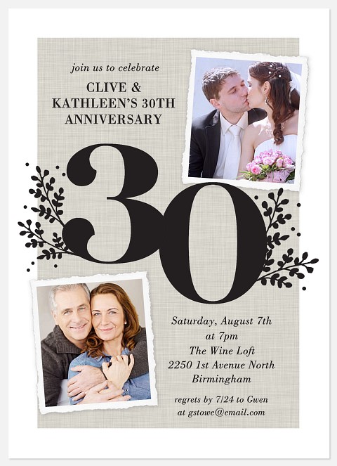 Bold Laurels Anniversary Invitations