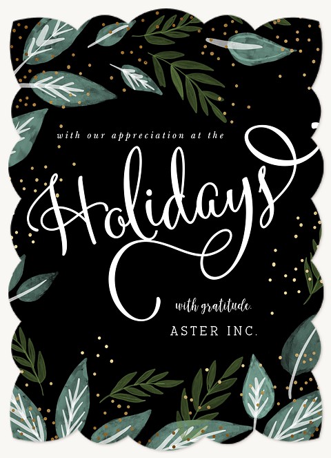 Greenery Mix Business Holiday Cards