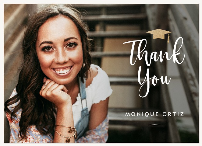 Gilded Mortarboard Graduation Thank You Cards