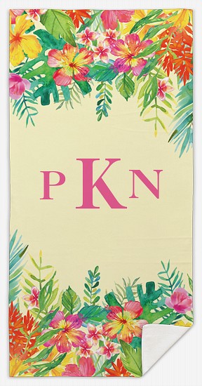 Tropical Monogram Custom Beach Towels