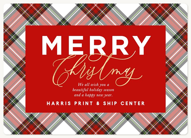 Merry Plaid Holiday & Christmas Magnet Cards