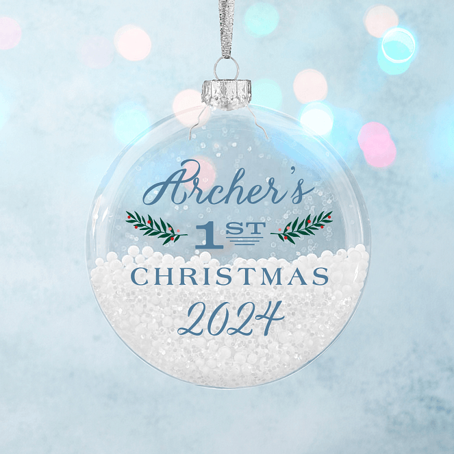 Blue Laurels Personalized Ornaments