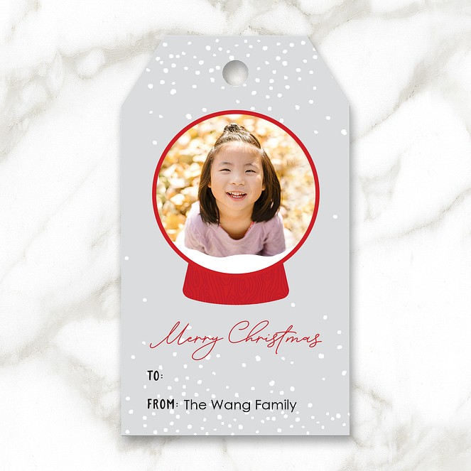 Snow Globe Custom Gift Tags