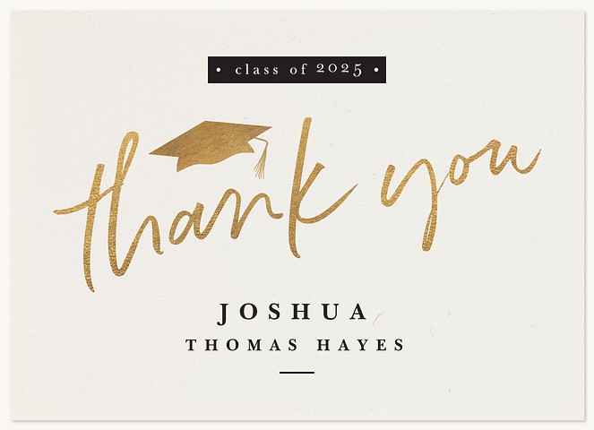 Golden Mortarboard Thank You Cards 