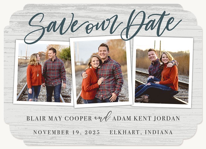 Woodgrain Collage Save the Date Cards