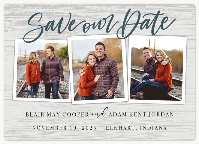 Woodgrain Collage Save the Date Magnets