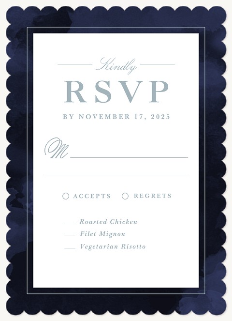 Navy Watercolor Wedding RSVP Cards