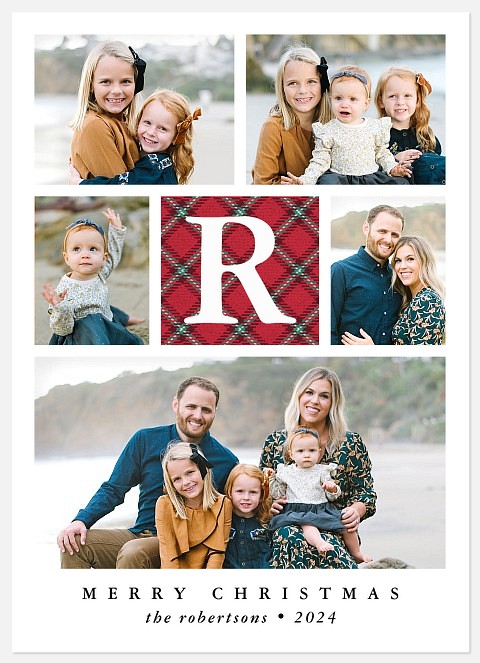 Tartan Monogram Holiday Photo Cards