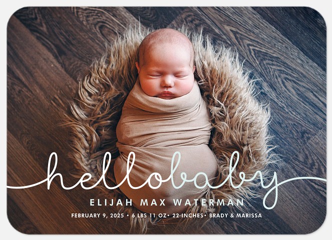 Sweet Script Baby Birth Announcements