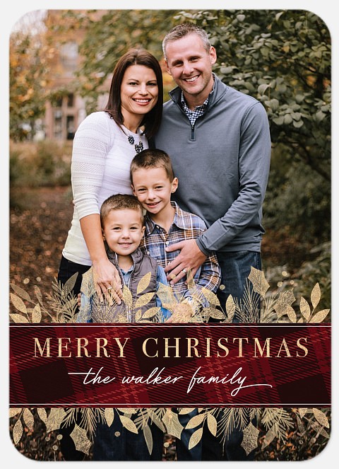 Plaid Ribbon Photo Christmas Cards