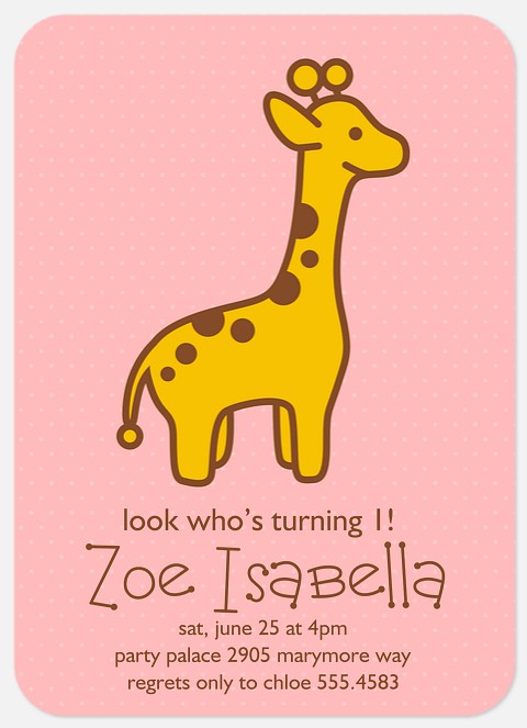 Sweet Giraffe Kids' Birthday Invitations