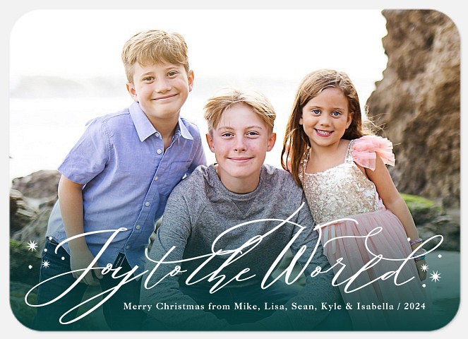 Joyous Teal Holiday Photo Cards