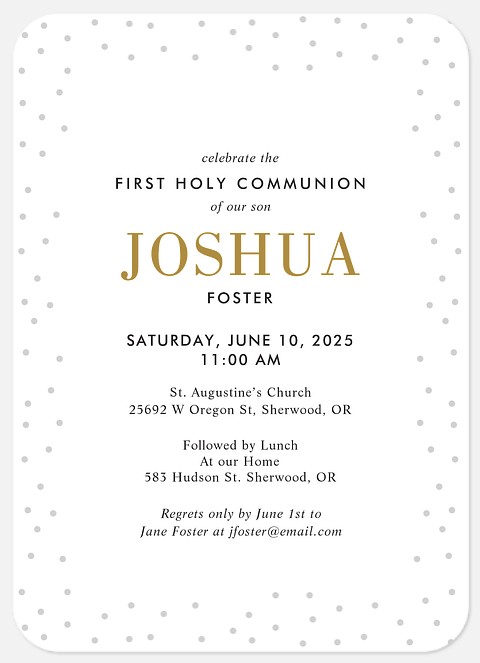 Confetti Gleam First Communion Invitations