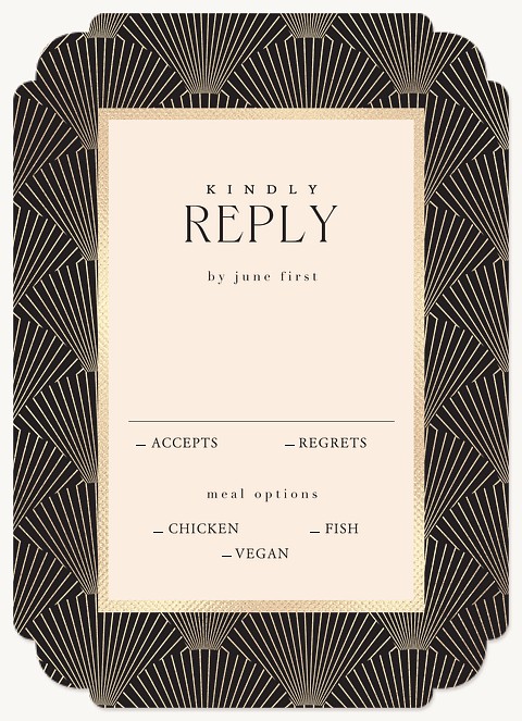 Golden Deco Wedding RSVP Cards