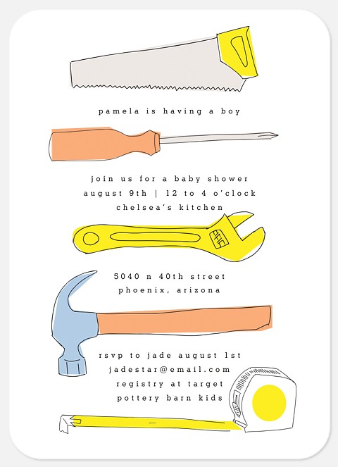 Tool Time Baby Shower Invitations