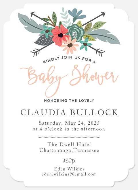 Bohemian Florets Baby Shower Invitations