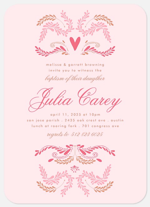 Boughs of Joy Baptism Christening Invitations