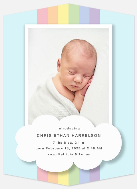 Pastel Rainbow Baby Birth Announcements
