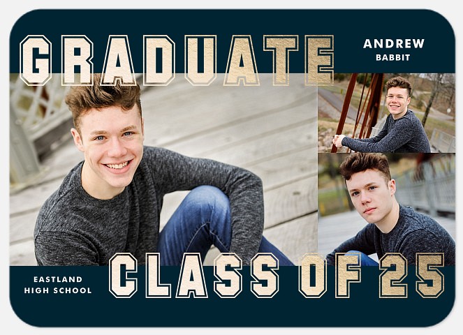 Golden Collegiate Graduation Cards