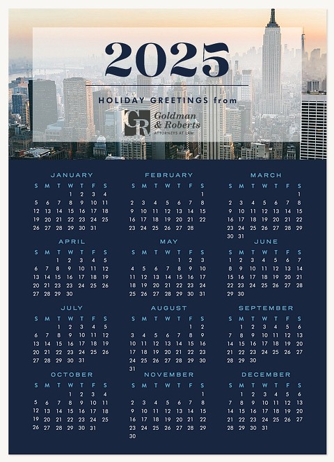 Contemporary Calendar Business Holiday Cards