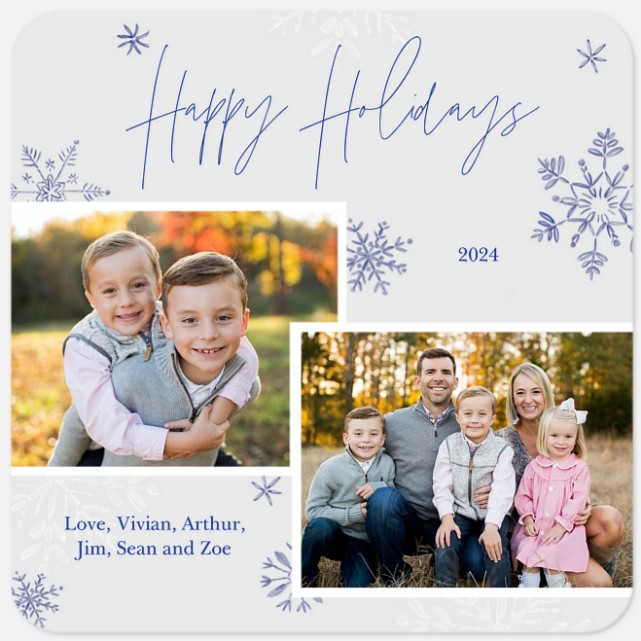 Stitched Snowflakes Holiday Photo Cards