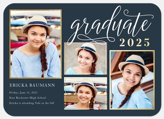 Distinguished Script Graduation Cards