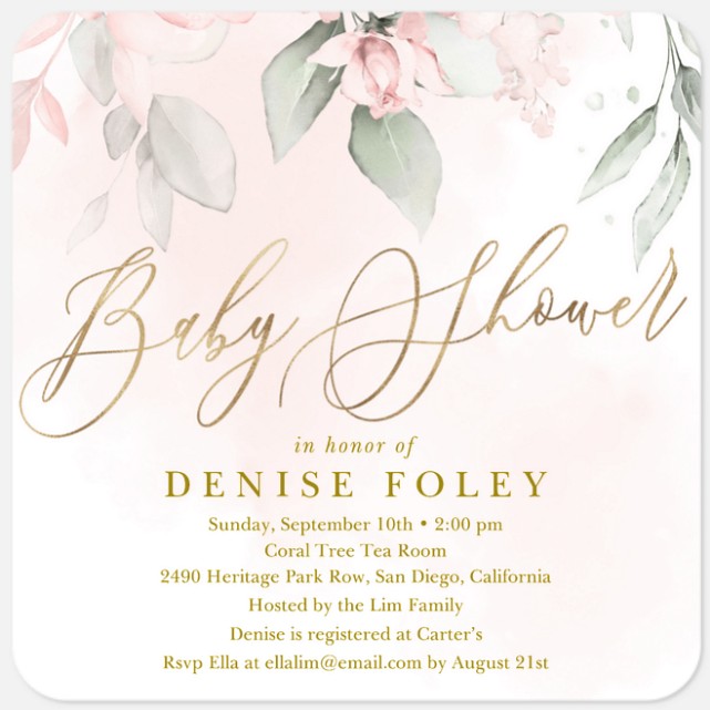 Soft & Subtle Baby Girl Shower Invitations, Girl Baby Shower Invitations