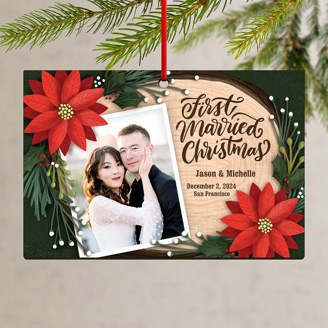 Poinsettia Vignette Custom Ornaments