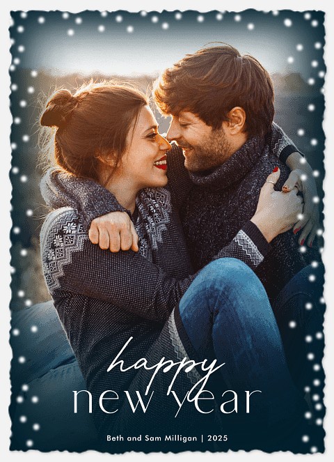 Winter Ombre New Years Photo Cards