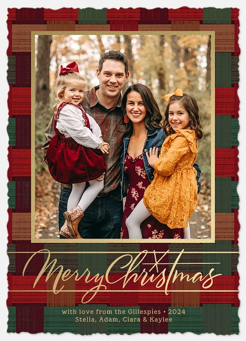 Woven Texture Holiday Photo Cards