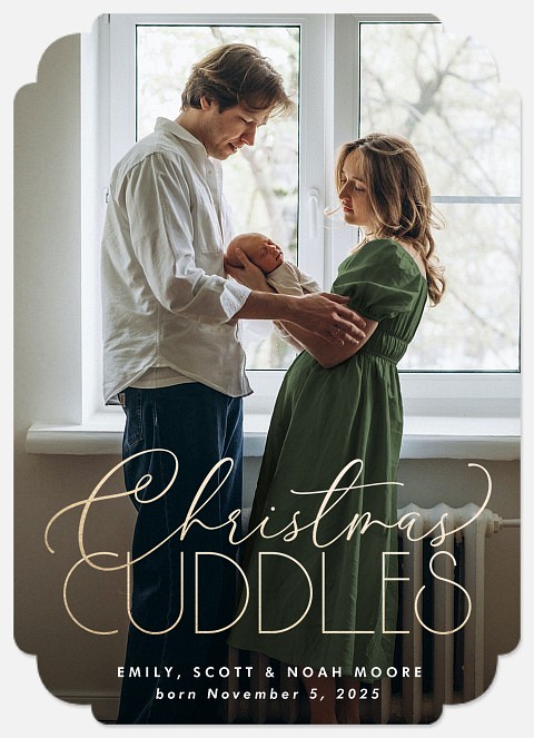 Christmas Cuddles Christmas Birth Announcements