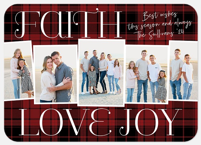 Plaid Panels Religious Christmas Cards
