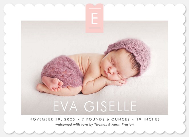 Distinguished Monogram Baby Girl Birth Announcements