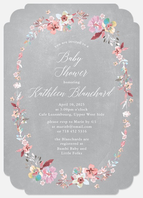 Posie Border Baby Girl Shower Invitations, Girl Baby Shower Invitations