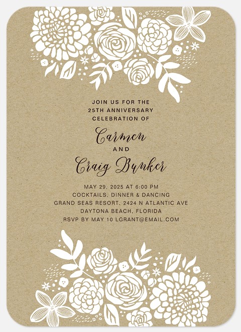 Rustic Kraft Anniversary Invitations